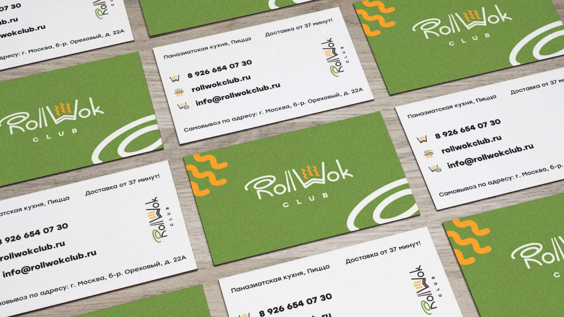 Разработка дизайна визиток суши-бара «Roll Wok Club» в Моздоке